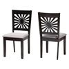 Baxton Studio Olympia Modern Grey Fabric and Espresso Brown Finished Wood 2-Piece Dining Chair Set